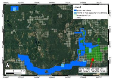 Option Agreement Finalized for LCT Lithium Property near Power Metals Case Lake Project