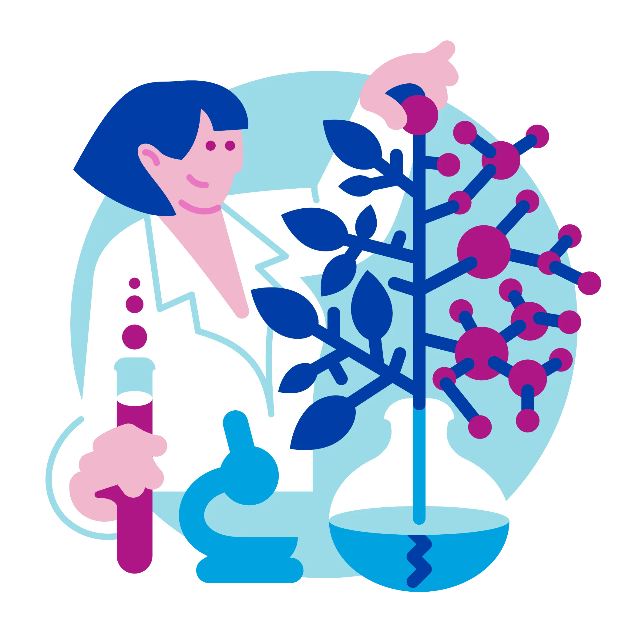 El científico evalúa los ingredientes en el laboratorio