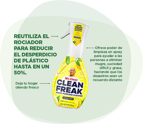 Limpiador multiusos Clean Freak: Reutiliza el rociador para reducir el desperdicio de plástico hasta en un 50%. Deja tu hogar oliendo fresco. Ofrece poder de limpieza en spray para ayudar a las personas a eliminar mugre, suciedad difícil y grasa.