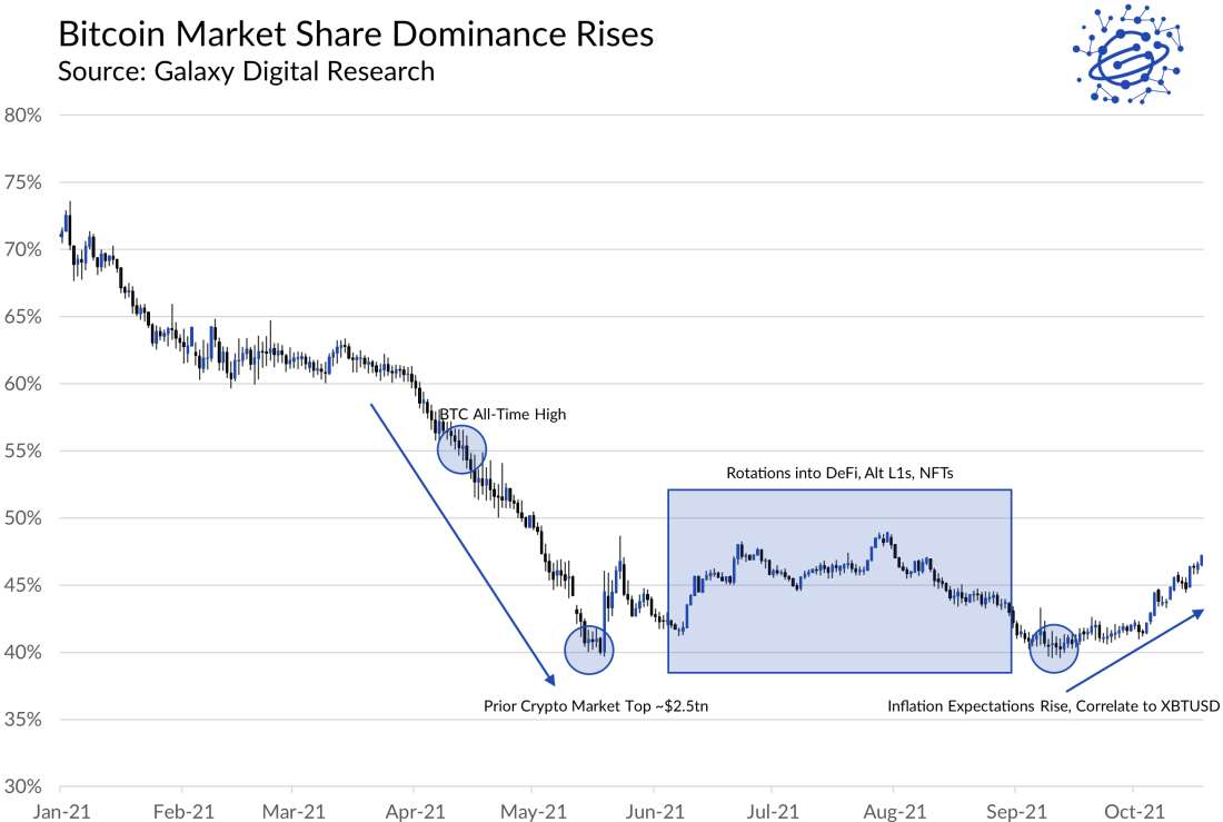 Bitcoin Market Share Dominance Rises - Graph