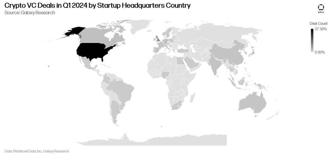Crypto VC Deals in Q1 2024 by Startup Headquarters Country - Diagram