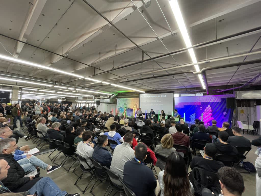 VC perspectives on Web3 panel in the DeFi District at ETHDenver 2023. 
Source: Twitter (@EthereumDenver)