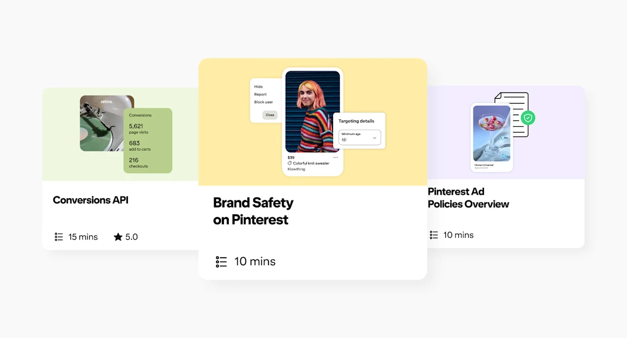 Thumbnail images of the new available courses.