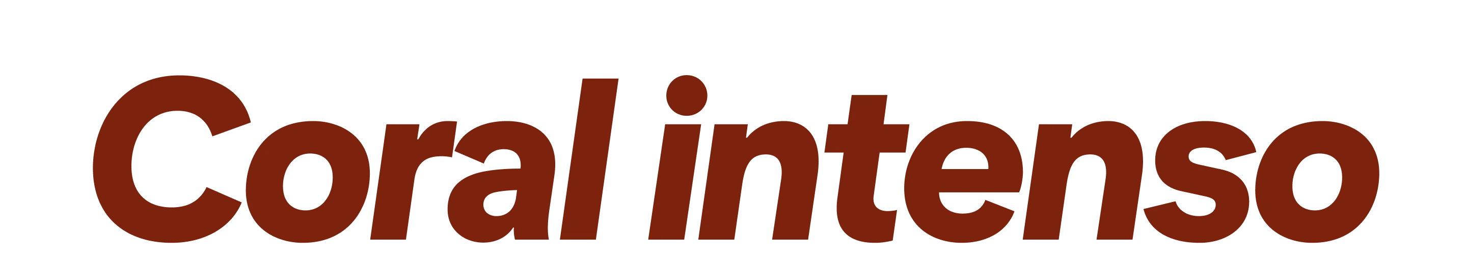 Las palabras “Coral intenso” en una fuente naranja con forma de burbuja.