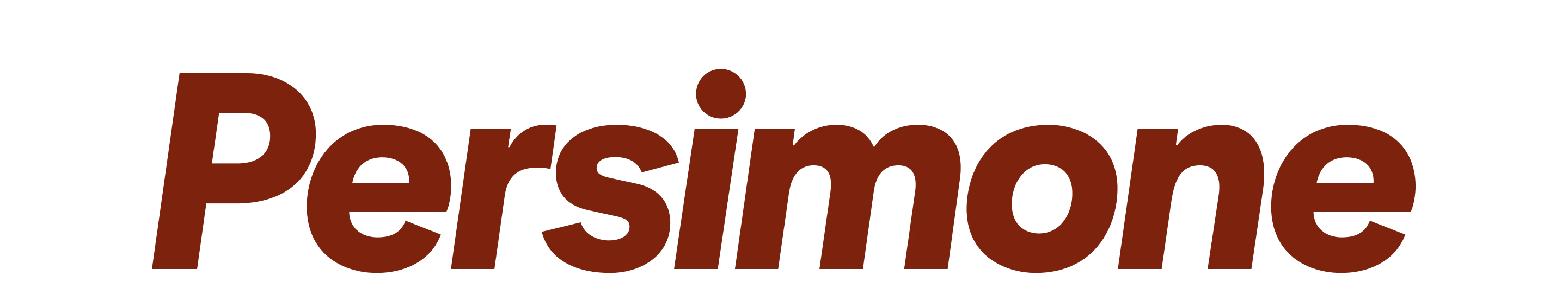 Das Wort „Persimone“ in einer orangefarbenen, blasenartigen Schrift.