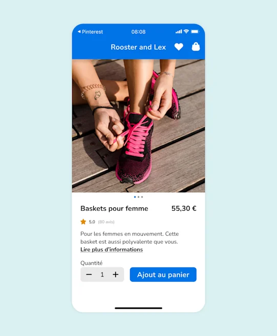 Application Rooster and Lex après un clic sur une annonce