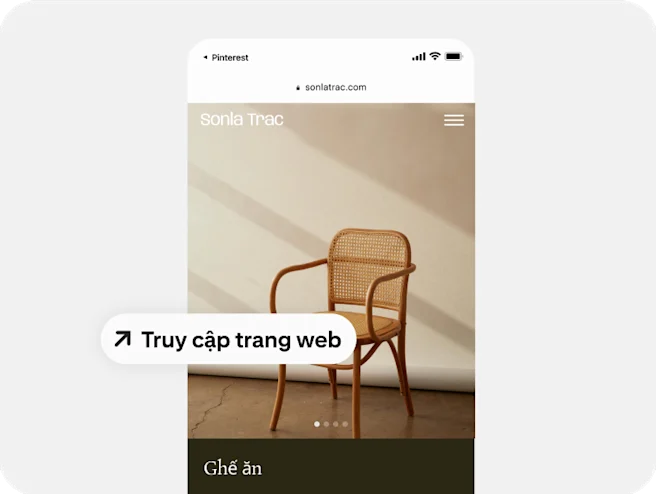 Quảng cáo về ghế sử dụng liên kết sâu cho di động để giúp mọi người mua sắm.