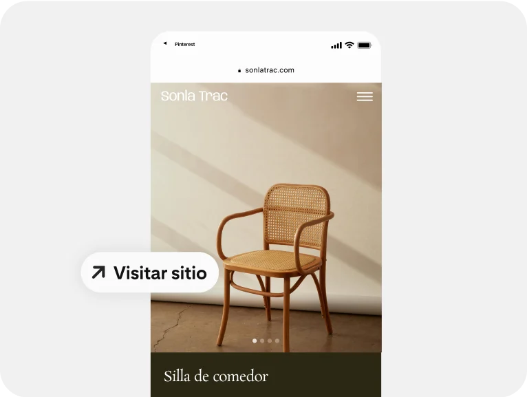 Un anuncio de sillas en el que se usa un mobile deep link para ayudar a las personas a comprar. 