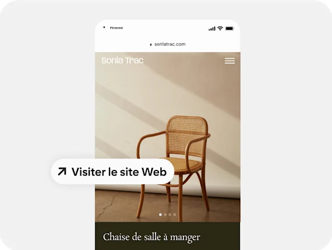 Une annonce pour un fauteuil associée à un mobile deep link facilitant l’achat.
