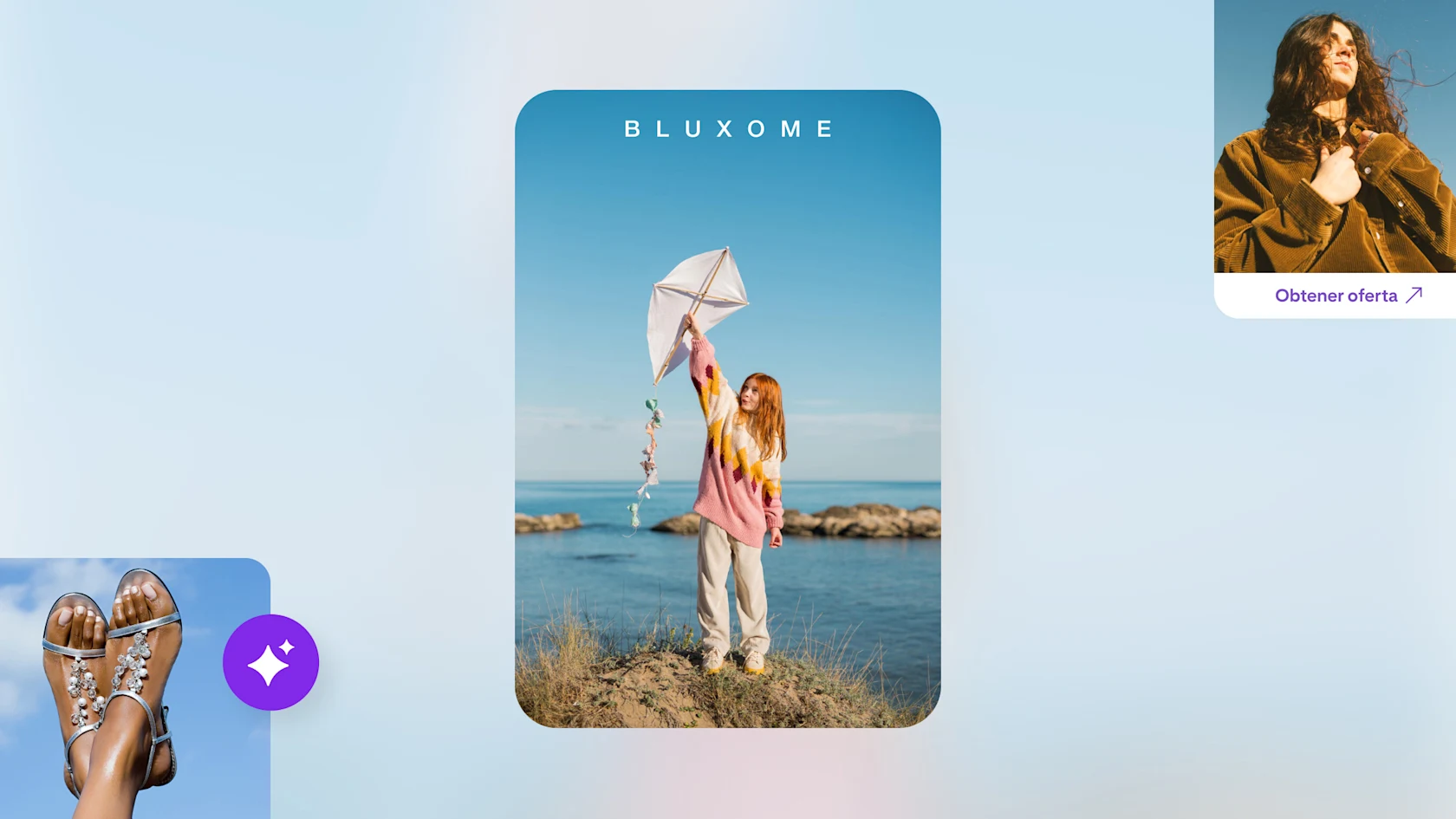 En unas imágenes de Pinterest de muestra sobre un fondo azul, se representan ideas publicitarias