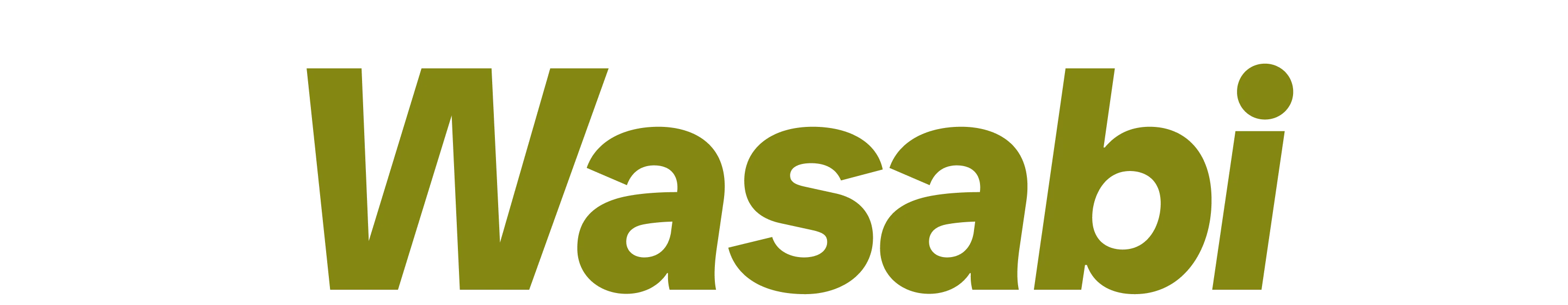 Das Wort „Wasabi“ in fetter, grüner Schrift.