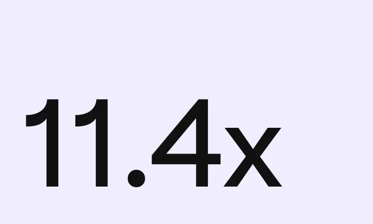 A left-aligned 11.4x on a light background.