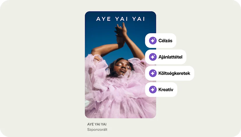 Az Aye Yai Yai nevű márka termékpinje a Pinterest Performance+ funkcióit használja, például a célzást, az ajánlattételt, a költségkeretet és a kreatív tartalmat.