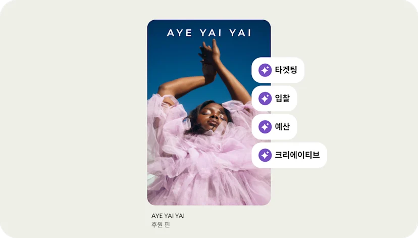 Aye Yai Yai라는 브랜드의 제품 핀은 타게팅, 입찰, 예산, 크리에이티브와 같은 Pinterest Performance+ 기능을 사용합니다.