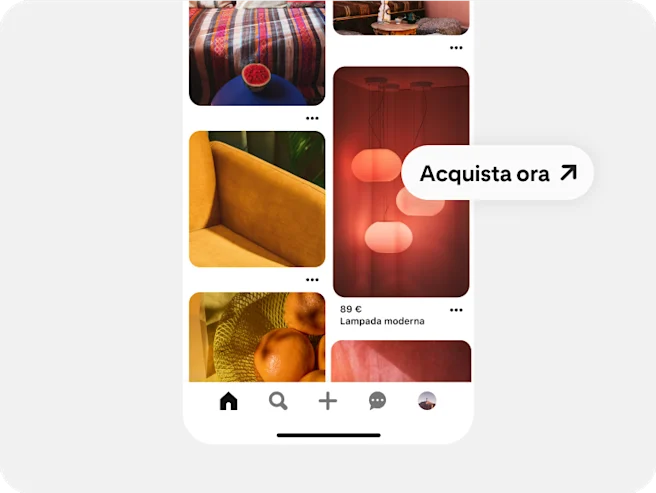 Un Pin che mostra alcune lampade utilizza i link diretti per incentivare i clic.
