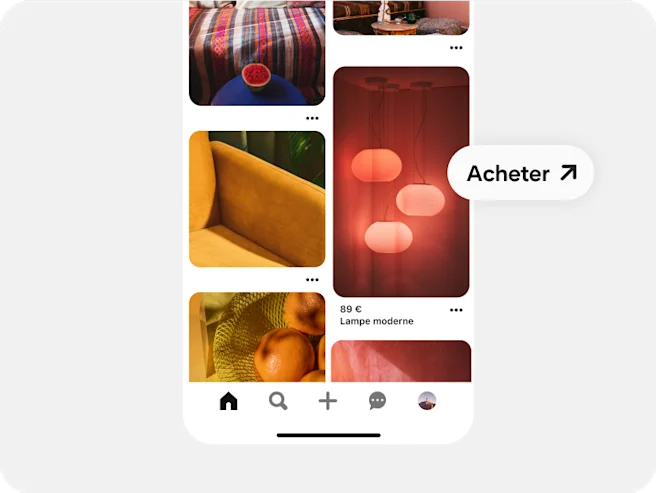 Une Épingle pour un luminaire associée à des liens directs incitant à cliquer.