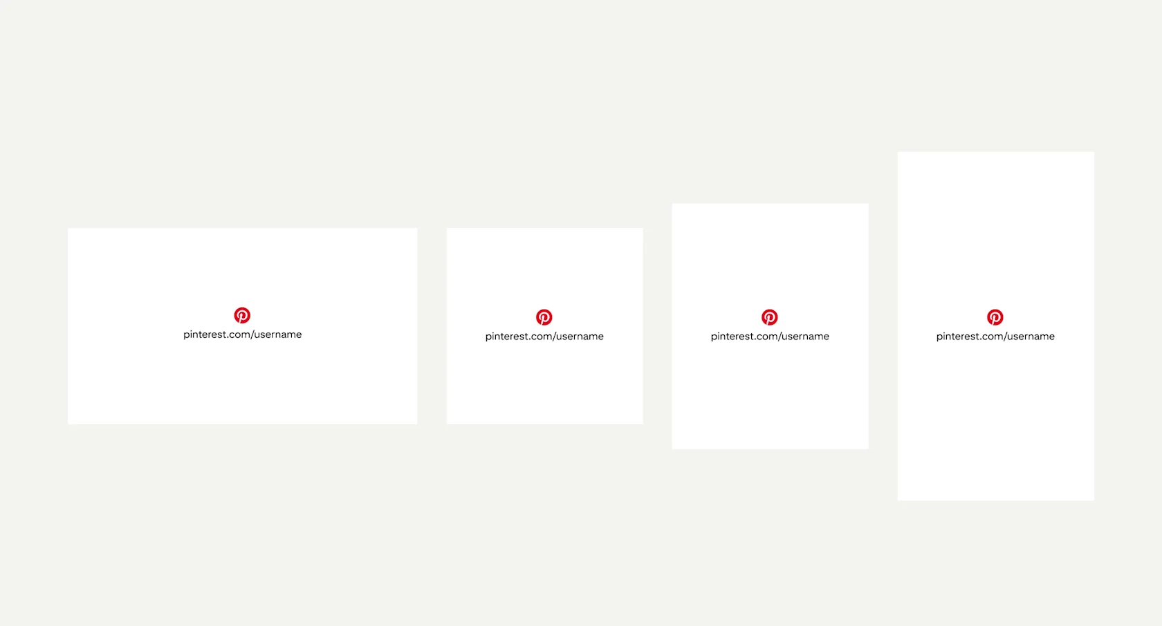 The Pinterest CTA and logo in white and circled in red, center-aligned with a sample account URL against a grey background