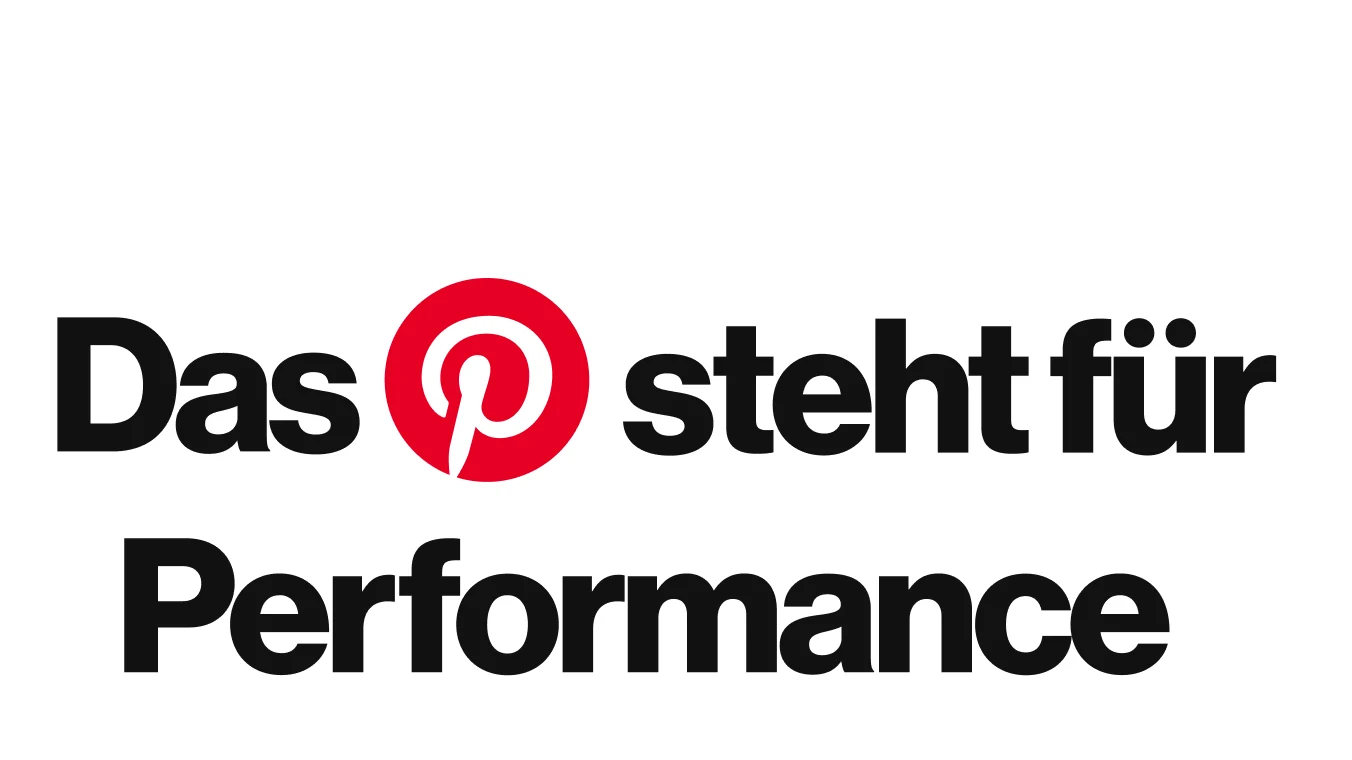 Der Einführungstext sagt: „Das P steht für Performance“, um die neuen Performance-Marketing-Lösungen von Pinterest zu bewerben. 