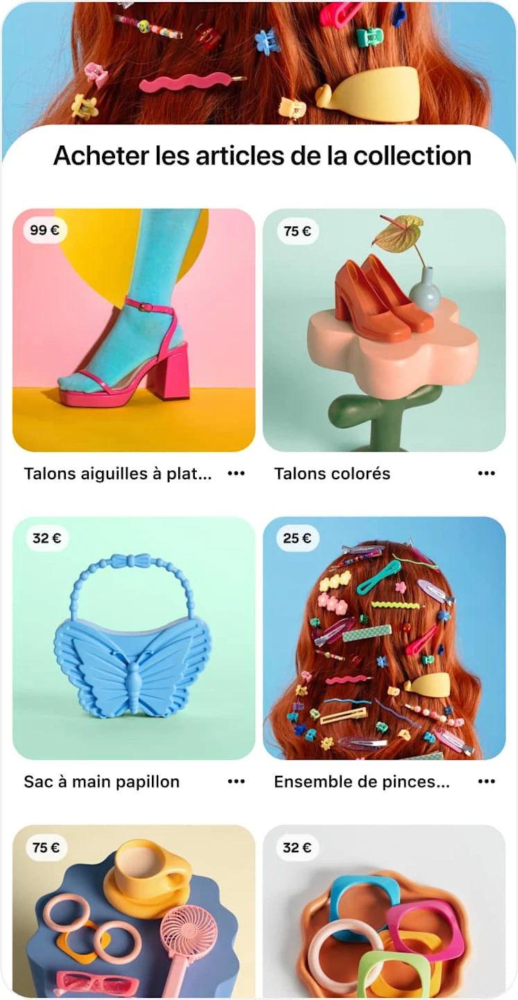 Une collection d’Épingles produits d’une marque d’accessoires