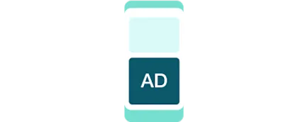A graphic of a mobile phone that indicates an ad being shown on the bottom half of the screen.
