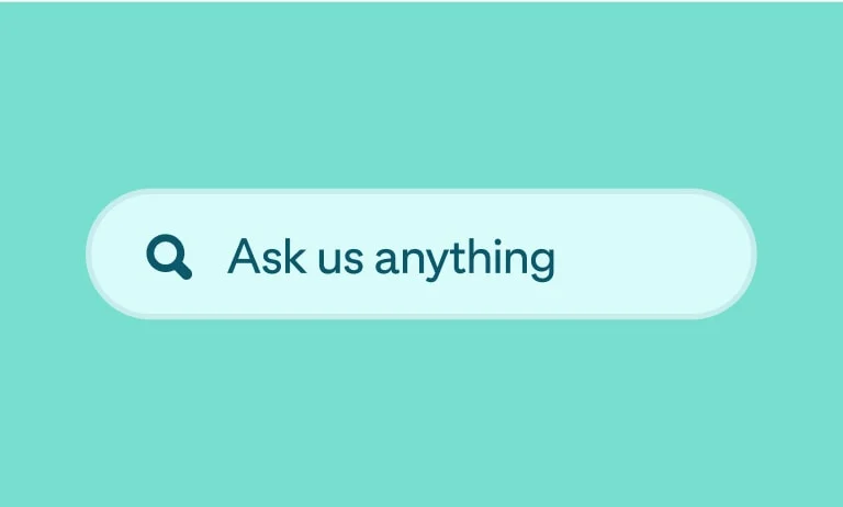  A green search box with the words “Ask us anything”