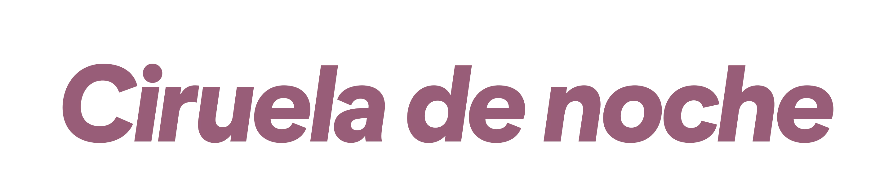 Las palabras “Ciruela de noche” aparecen en negrita y fuente de color morado oscuro.