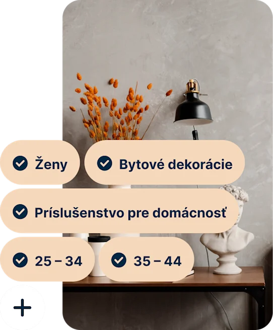 A Pin showing a desk with a vase of orange flowers, a black lamp and a bust of Michelangelo’s David with the search terms Women, Home decor, Home accessories, 25 to 34 and 35 to 44
