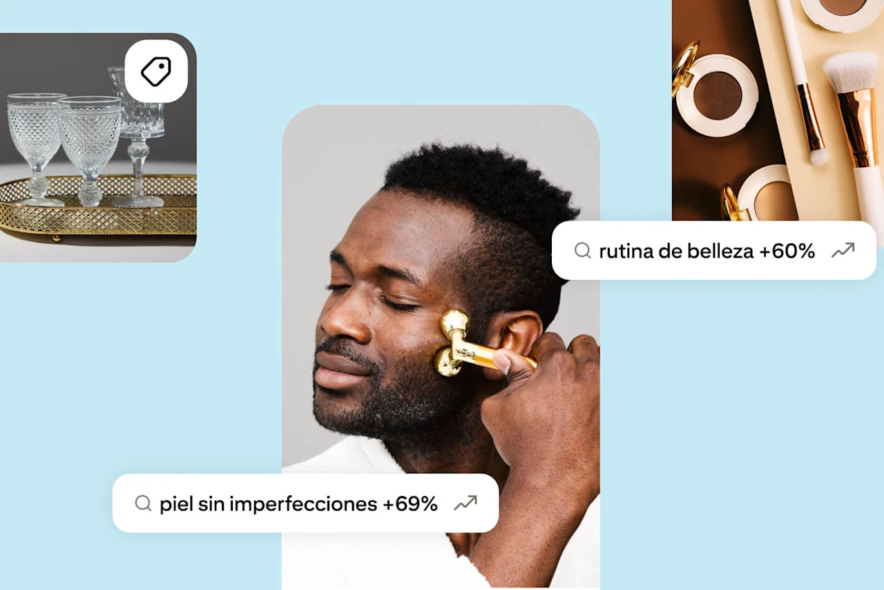 En las imágenes y el texto, se muestra que aumentan las búsquedas relacionados con vasos y copas, herramientas para el cuidado de la piel y cosméticos.