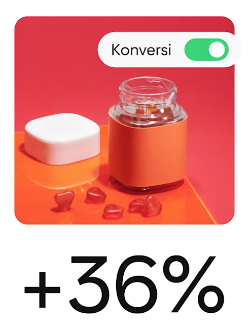 Pin menunjukkan vitamin, dengan elemen yang menyarankan kampanye untuk konversi.