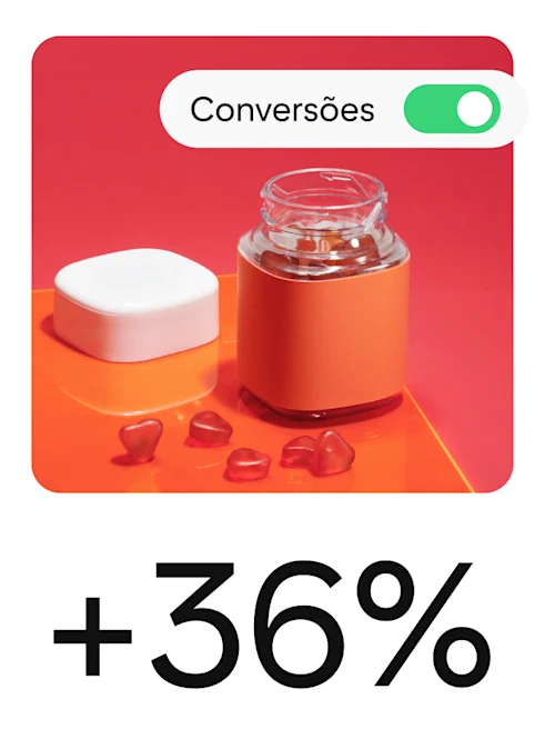 O Pin apresenta vitaminas, com elementos que sugerem uma campanha de conversões.