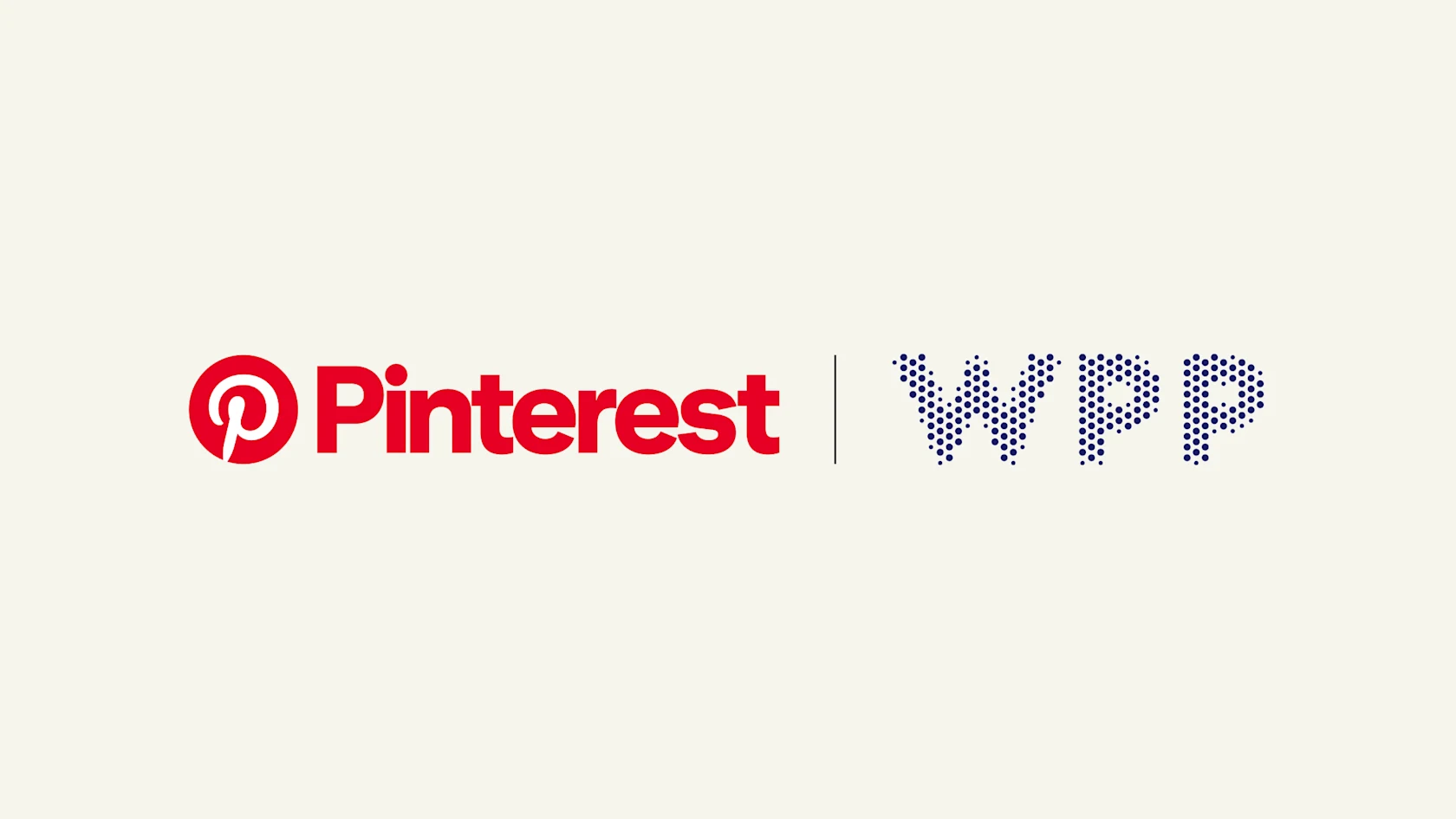 The wordmarks for Pinterest and WPP are on a beige background.
