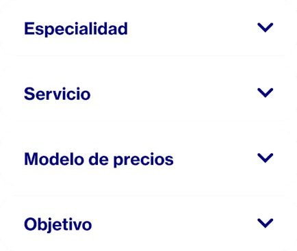 Categorías que indican cómo seleccionar Pinterest Partners con quienes trabajar: especialidad, servicio, modelo de precios y objetivo