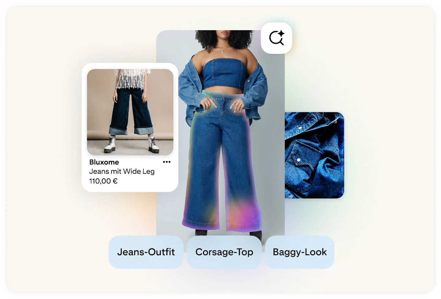 Jeans-Bilder von Pinterest enthalten Such-Tags wie „Jeans-Outfit“, „Corsage-Top“ und „Baggy-Look“.