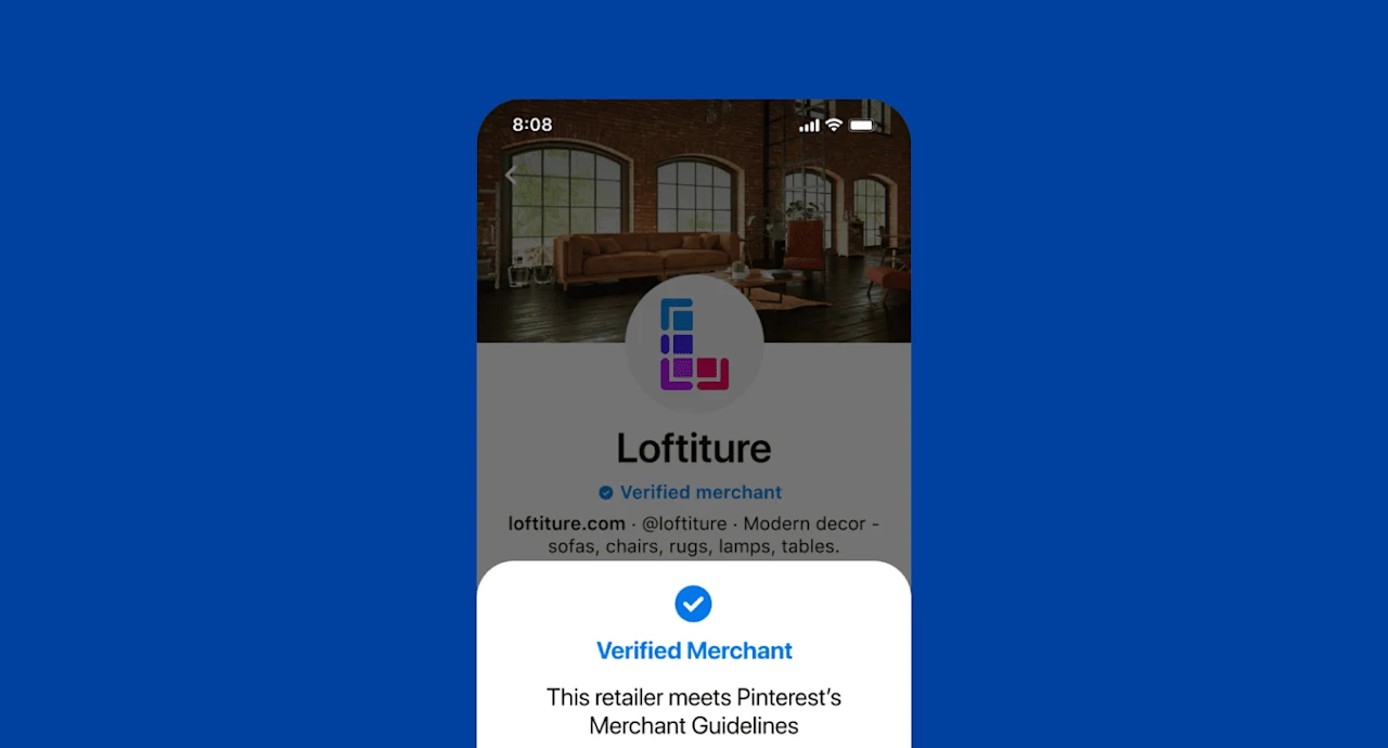 Pin on a blue background for a brand called Bluxome, featuring a light pink scarf draped across a white chair and including values-based badges: eco-friendly, inclusive and invested in good