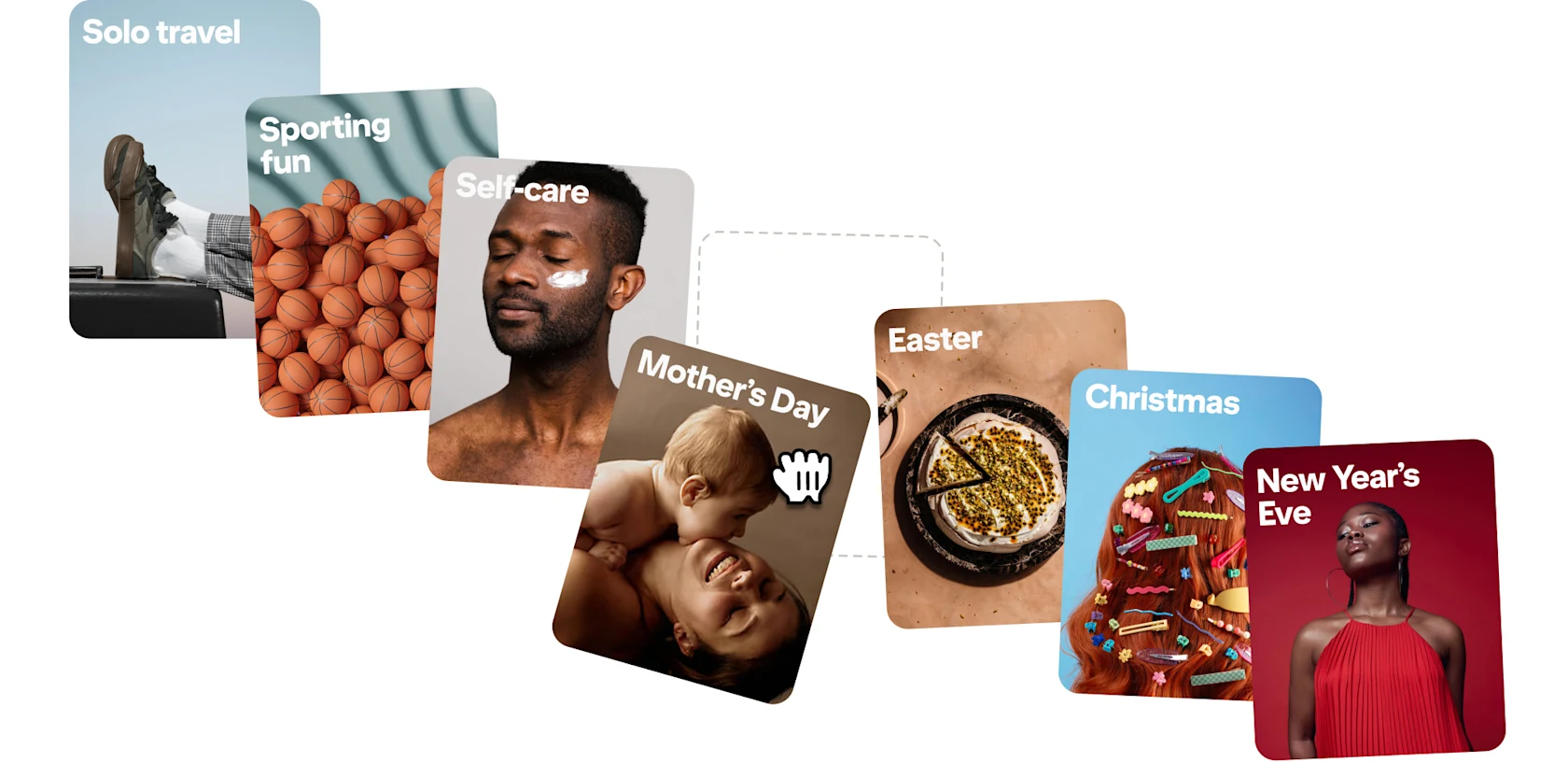 A series of images depicts planning for different types of moments throughout the year.