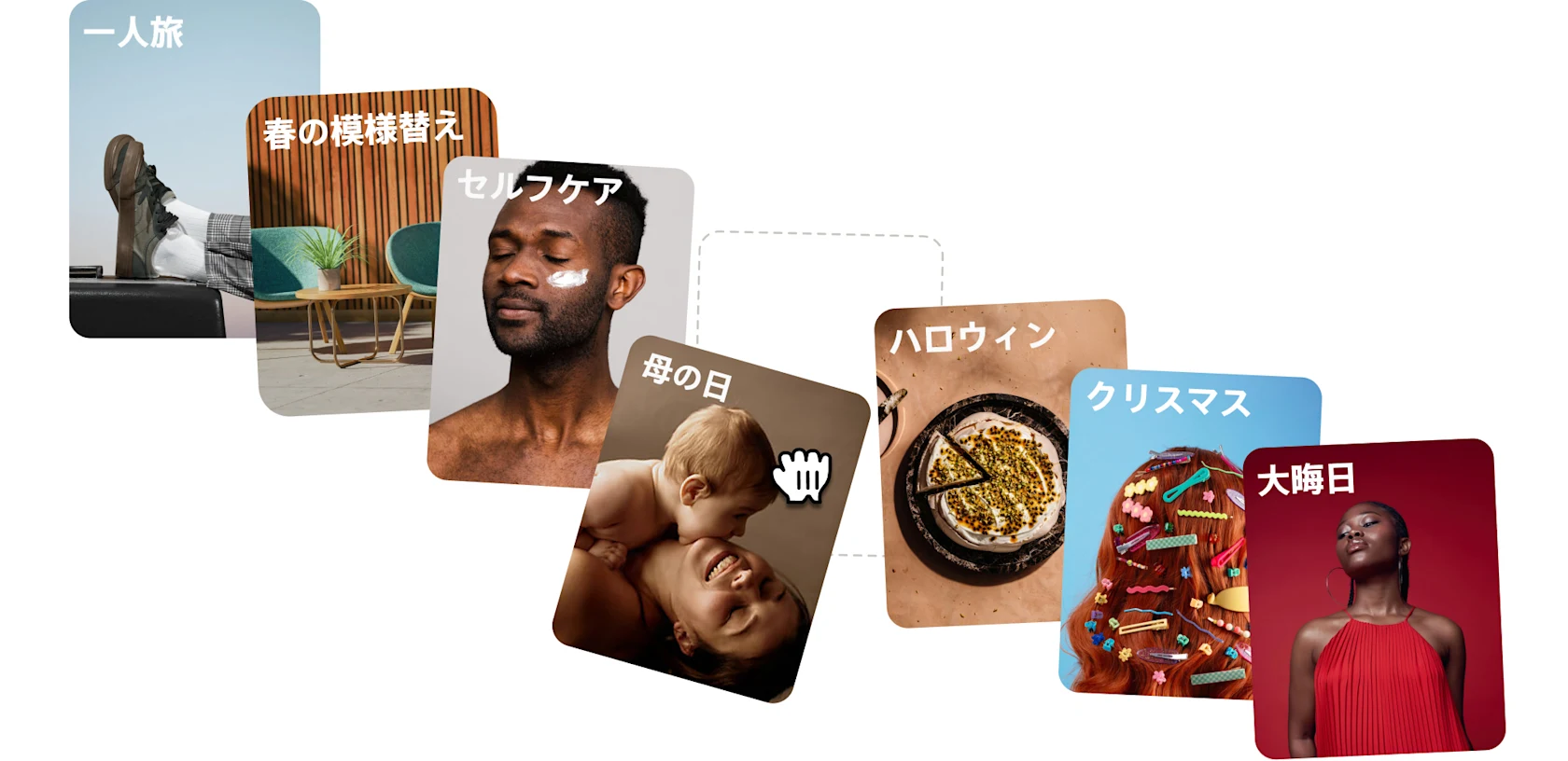 年間を通じたさまざまな種類のモーメントに向けた計画を描写する複数の画像。