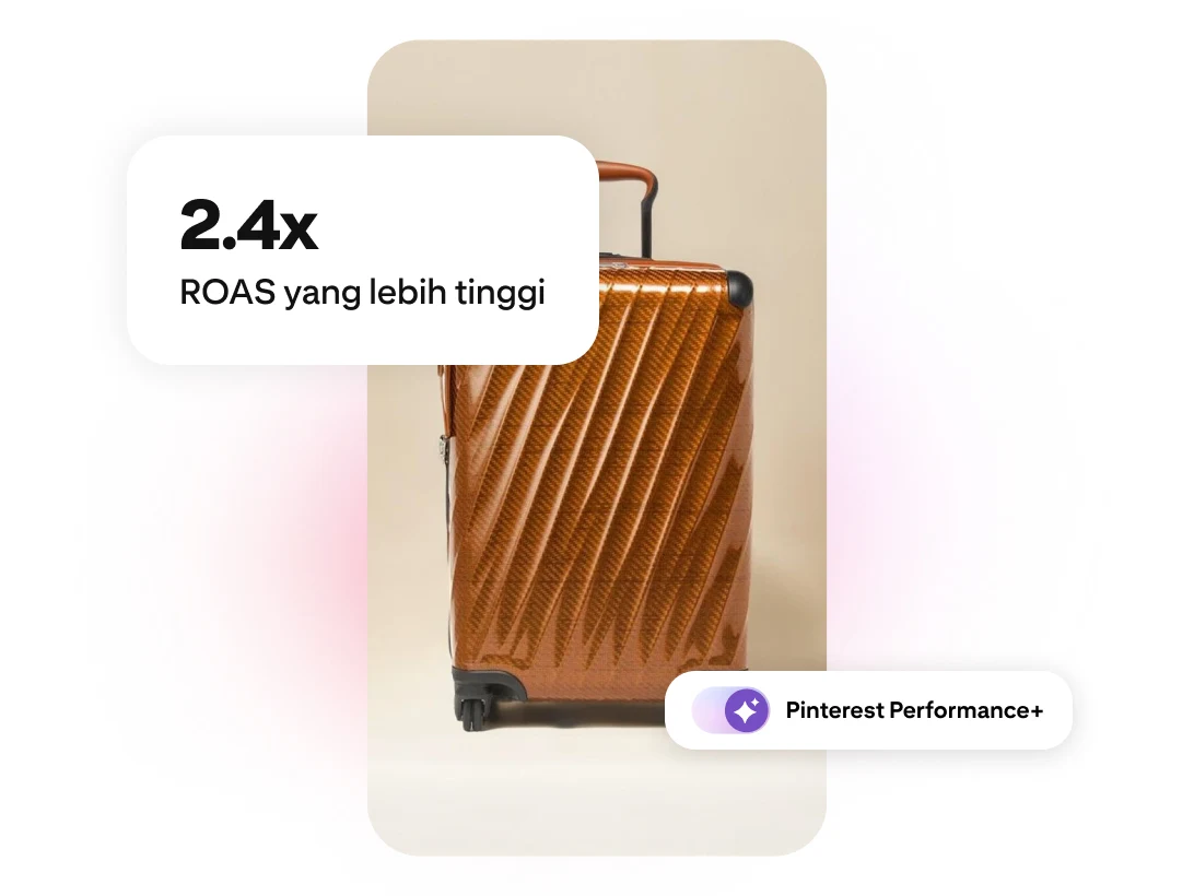 Beg pakaian kulit keras berwarna coklat dengan label ROAS 2.4x Lebih Tinggi dan label Pinterest Performance+