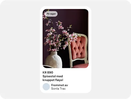 En shoppingannonse viser møbler, med informasjon om tilgjengelighet og priser.