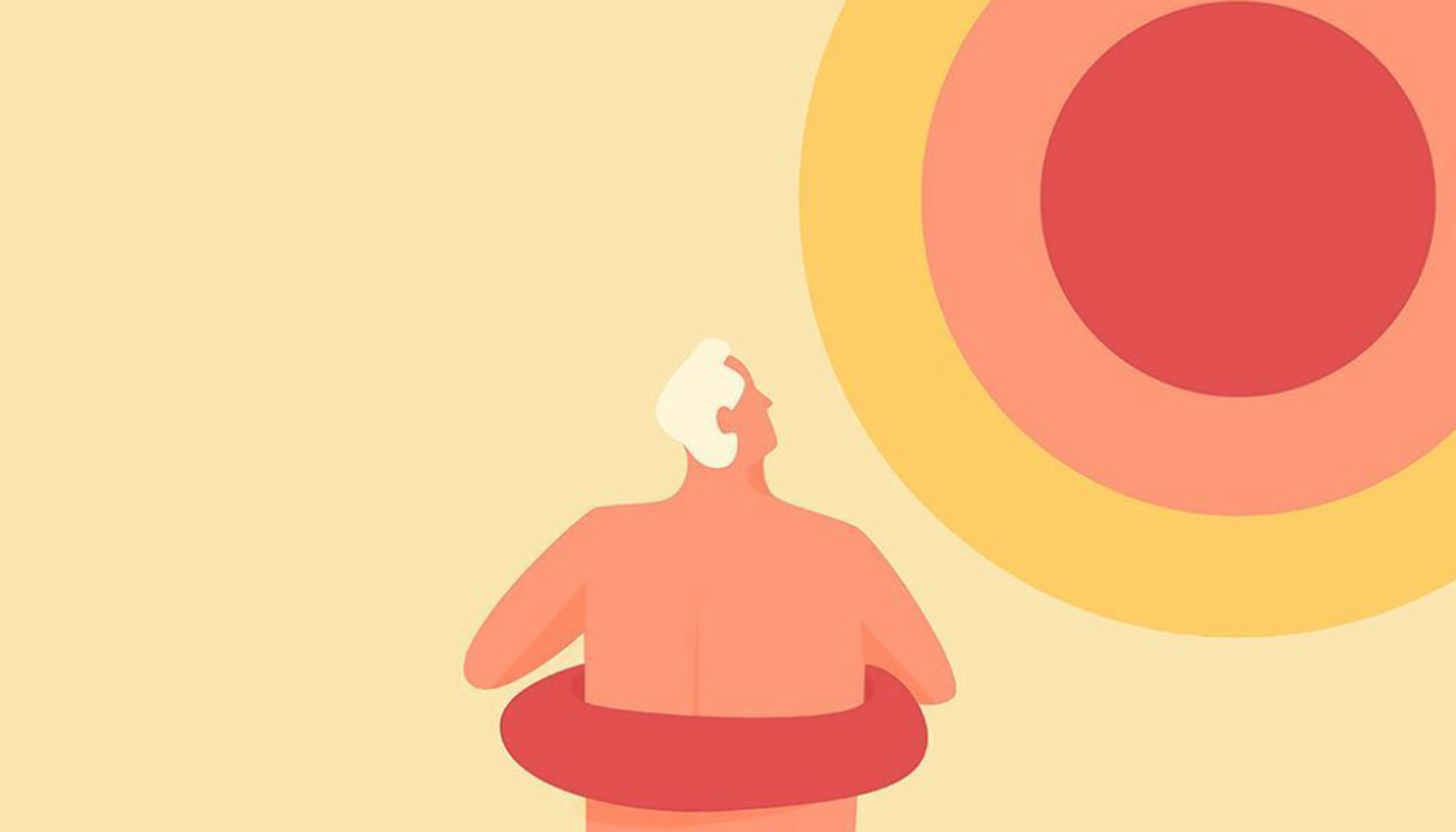 Illustration d'un homme qui s'expose au soleil à la plage