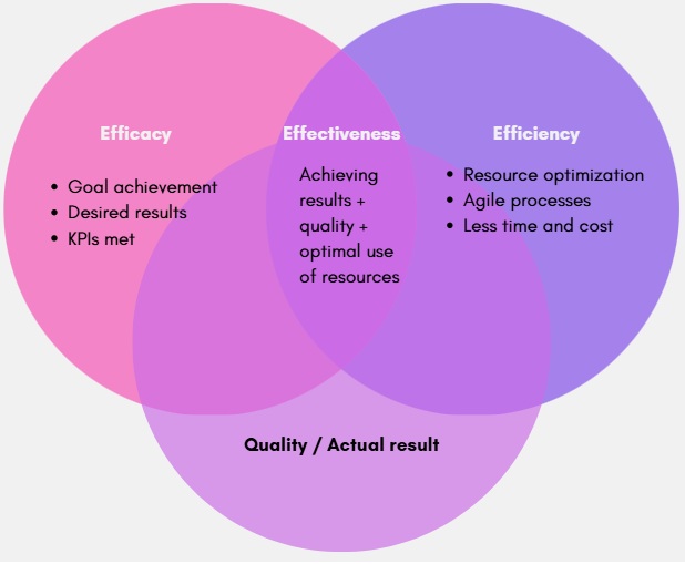 diagrama de eficiencia y eficacia en ingles