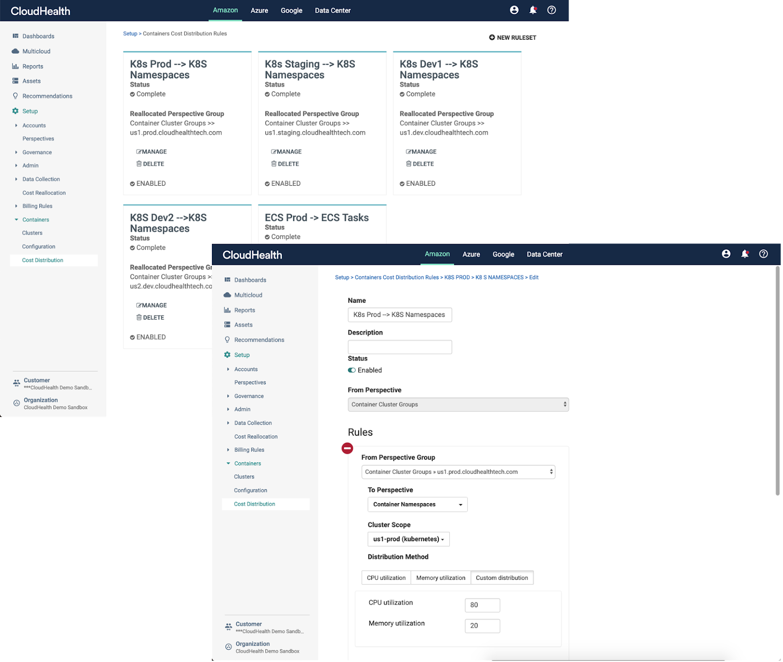 Container Cost Distribution Rules Image from February 28, 2019 Product Update.
