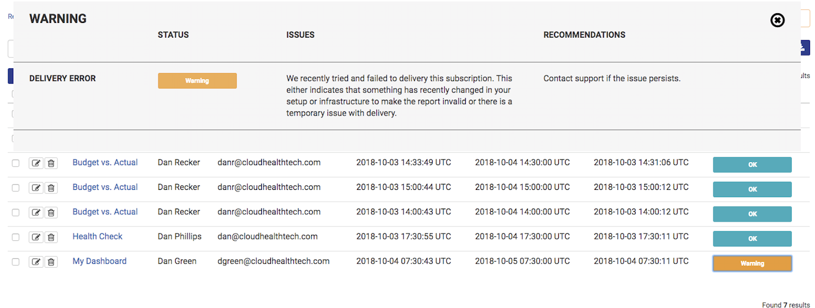 Subscription Delivery Status Column 2 October 11, 2018