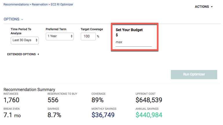 RI Optimizer UX Image from December 20, 2018 Product Update.