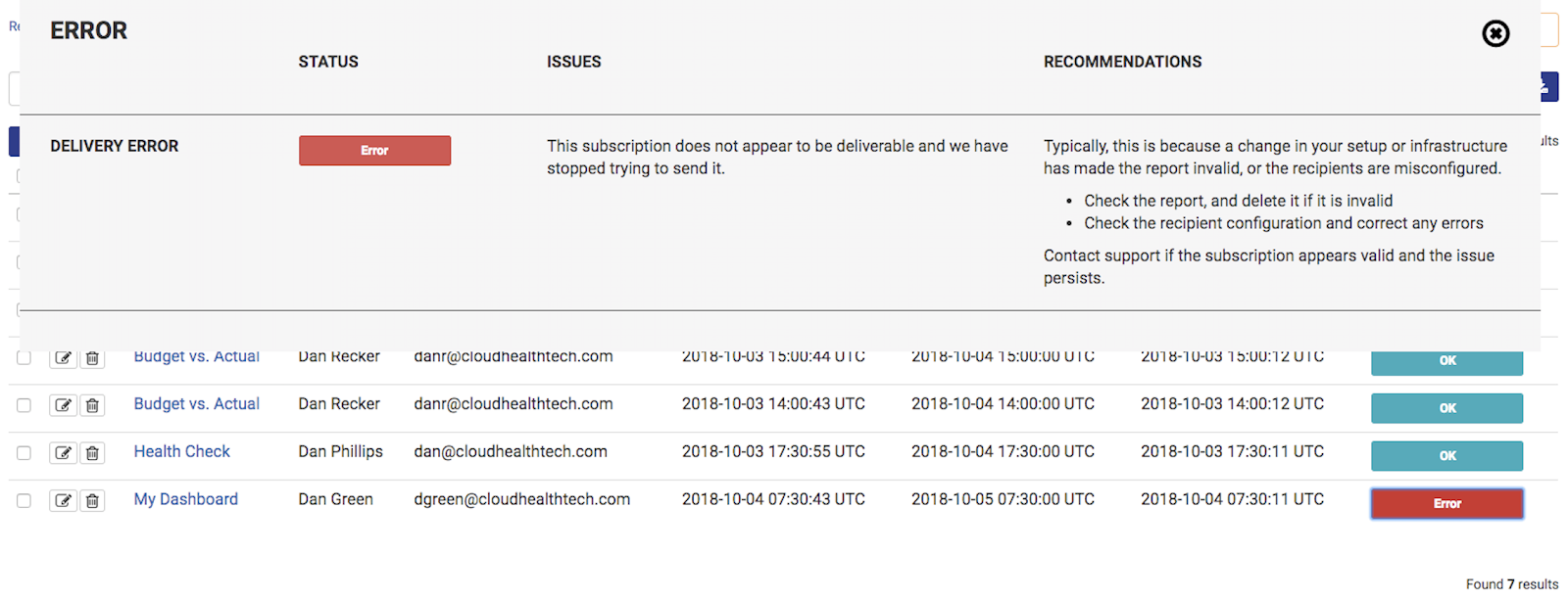 Subscription Delivery Status Column 1 October 11, 2018