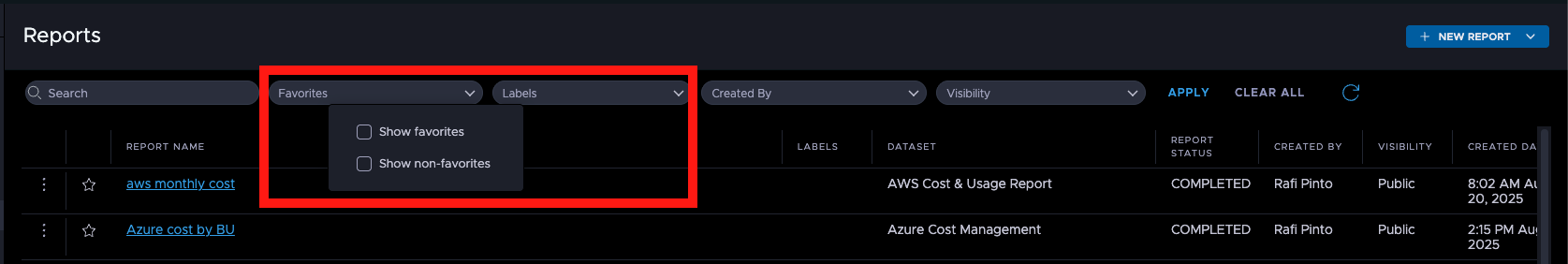 Favorites and Labels