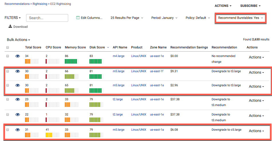 Amazon EC2 Cross-Family Rightsizing Image from January 31, 2019 Product Update.