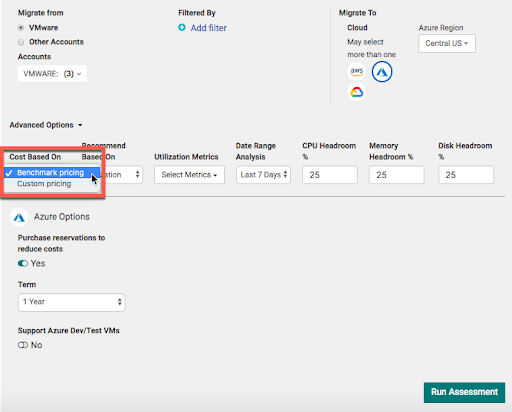 Benchmark Pricing Image from March 28, 2019 Product Update.
