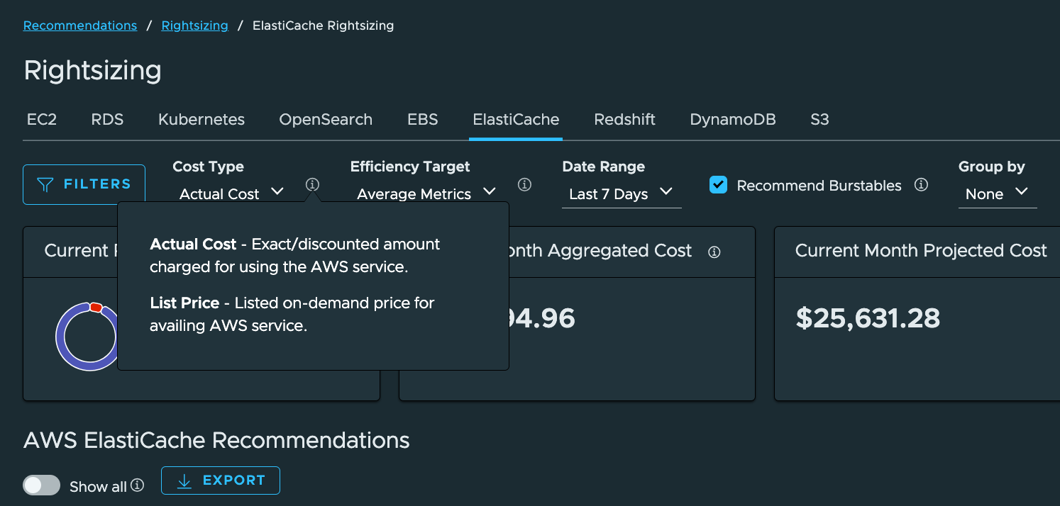 elasticache actual cost