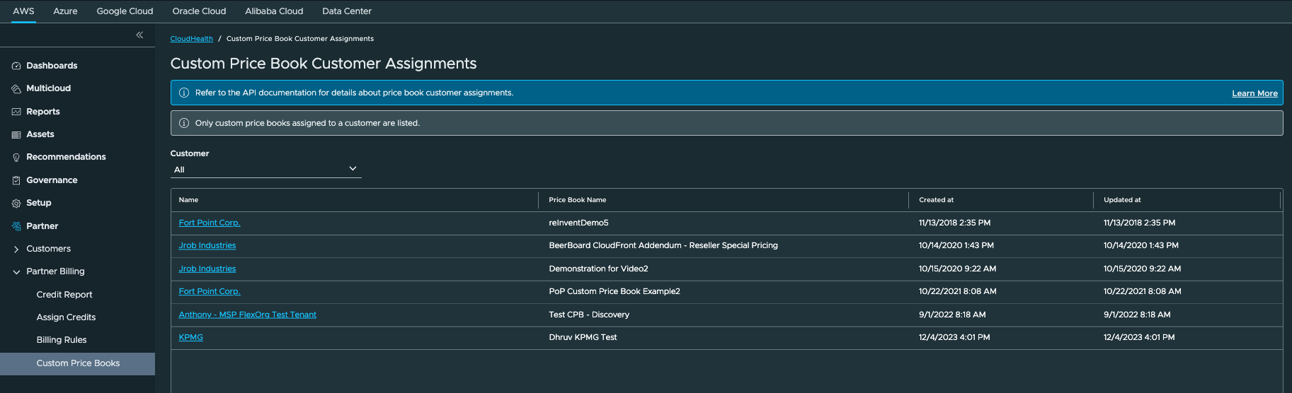 Custom Price Book Customer Assignments