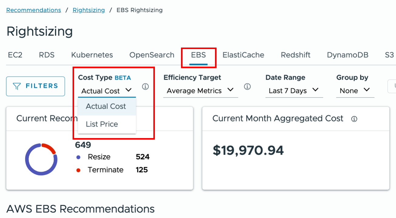 EBS Actual Cost Public Beta